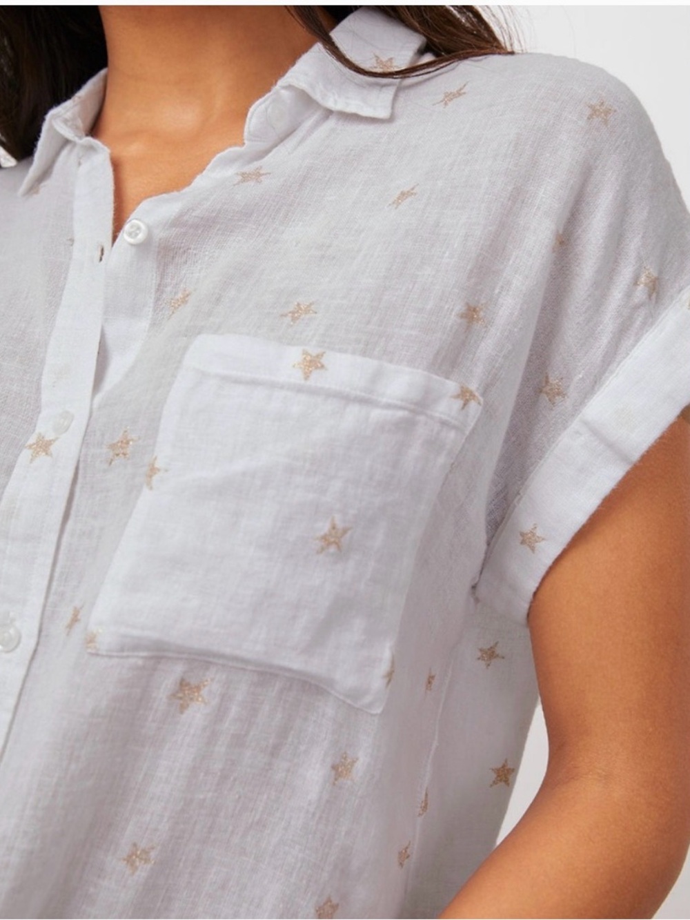Rails Whitney Linen Blend Rose Gold Stars Top- S - Picture 2 of 11